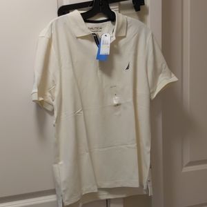 Cream colored performance polo